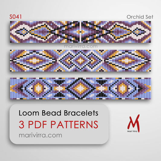 Orchid Set of Three Loom Digital Bead Patterns
