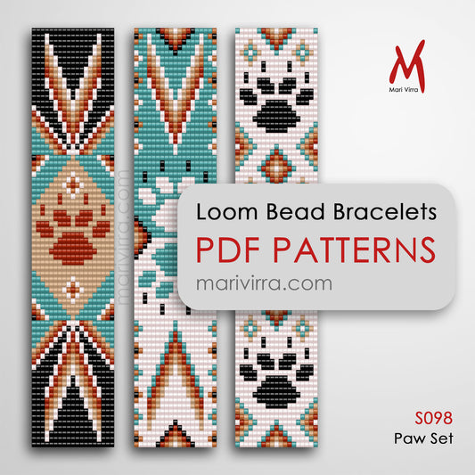 Paw Set of Three Loom Digital Bead Patterns