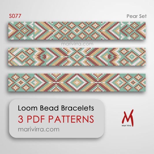Pear Set of Three Loom Digital Bead Patterns
