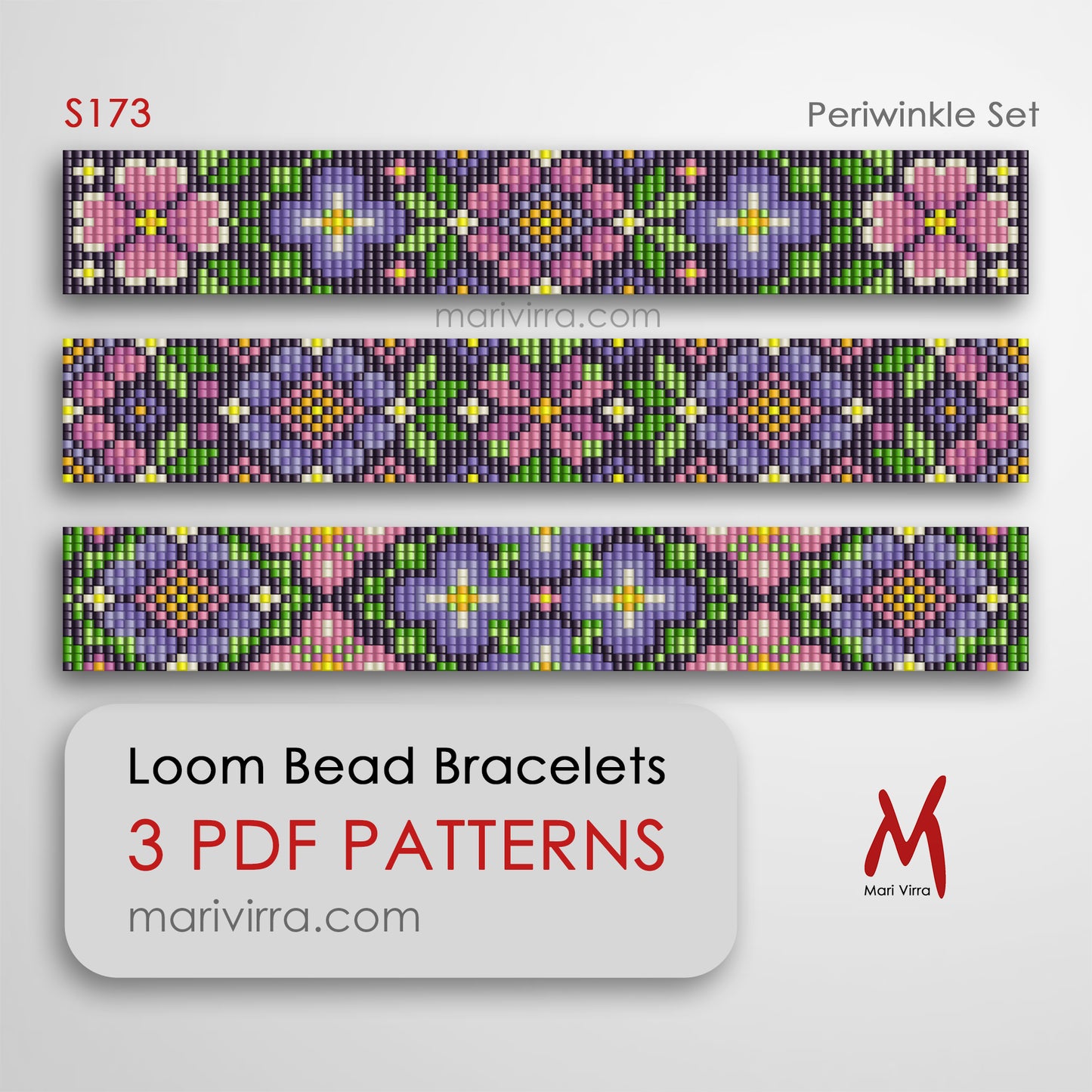 Periwinkle Set of Three Loom Digital Bead Patterns