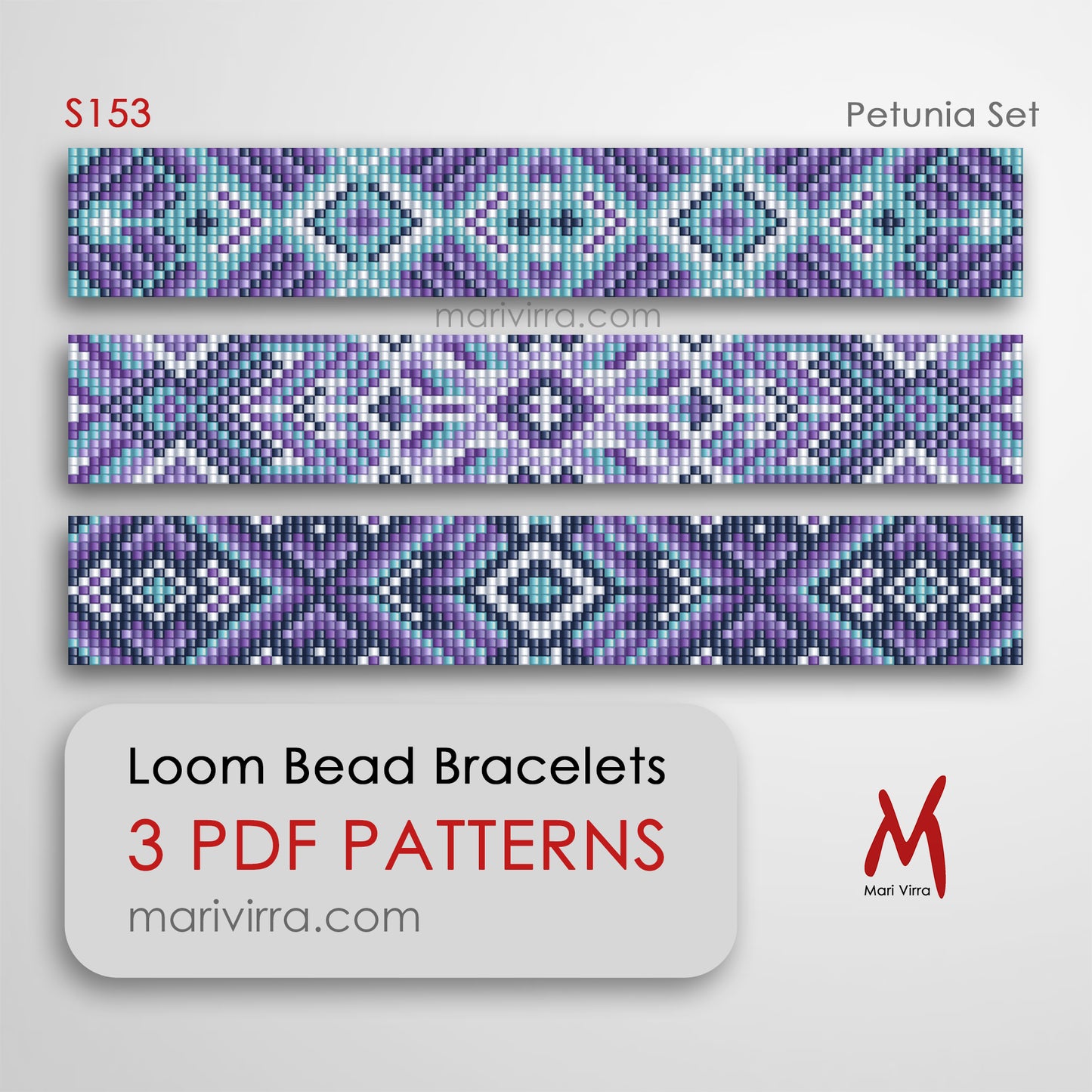 Petunia Set of Three Loom Digital Bead Patterns
