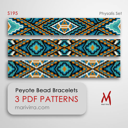 Physalis Set of Three Peyote Digital Bead Patterns