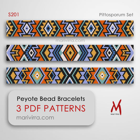 Pittosporum Set of Three Peyote Digital Bead Patterns