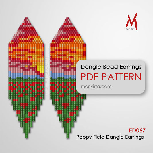 Poppy Field Dangle Earrings Digital Bead Pattern