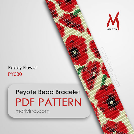 Poppy Flower Peyote Digital Bead Pattern