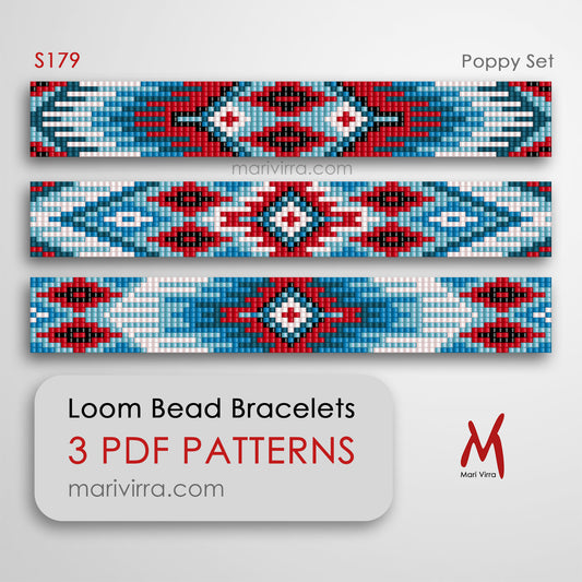 Poppy Set of Three Loom Digital Bead Patterns