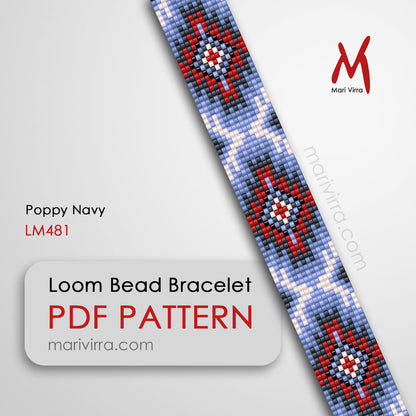 Poppy Navy Loom Digital Bead Pattern