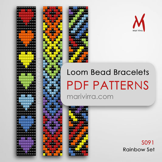Rainbow Set of Three Loom Digital Bead Patterns