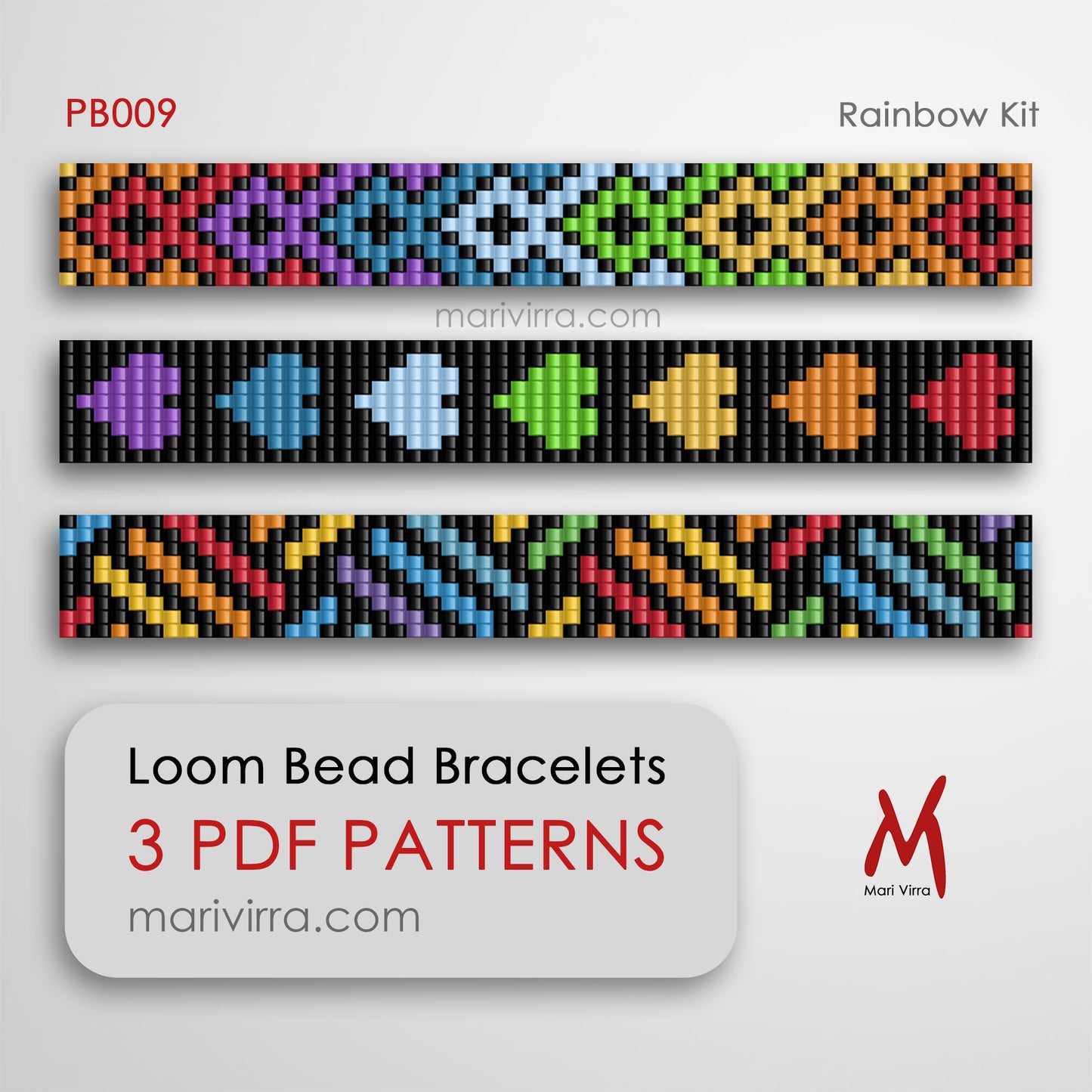 Rainbow Preciosa Set of Three Loom Digital Bead Patterns