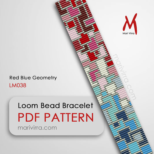 Red Blue Geometry Loom Digital Bead Pattern