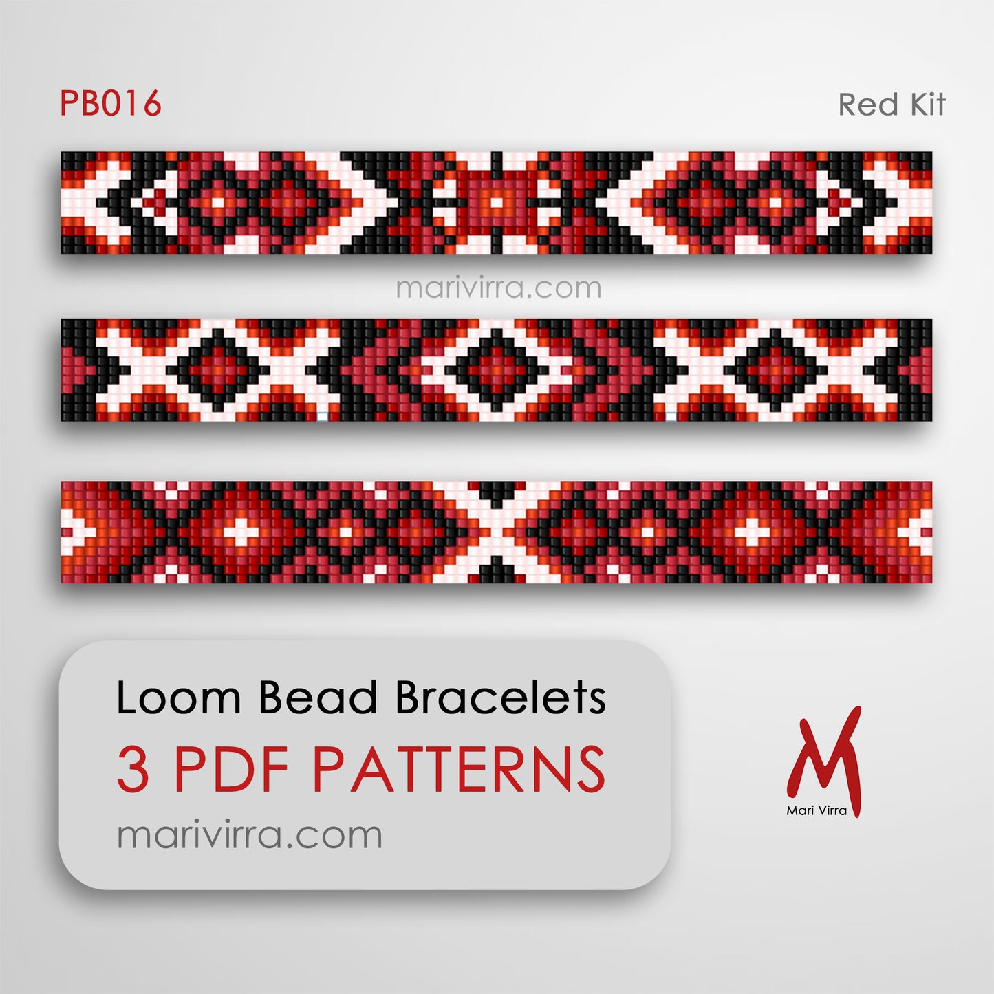 Red Preciosa Set of Three Loom Digital Bead Patterns