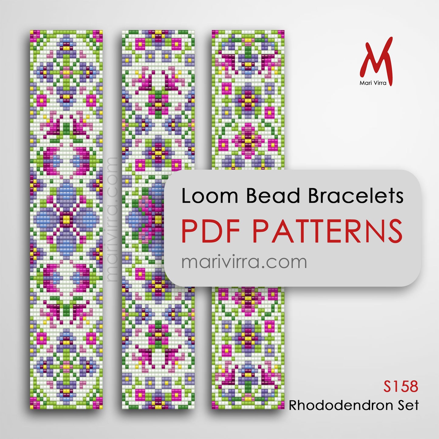 Rhododendron Set of Three Loom Digital Bead Patterns