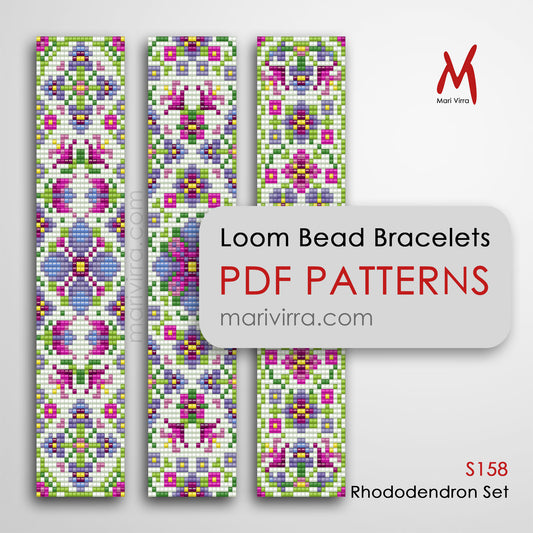 Rhododendron Set of Three Loom Digital Bead Patterns