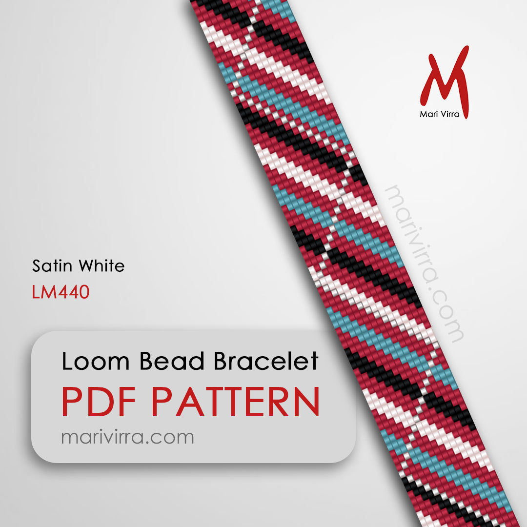 Satin White Bracelet Loom Digital Bead Pattern