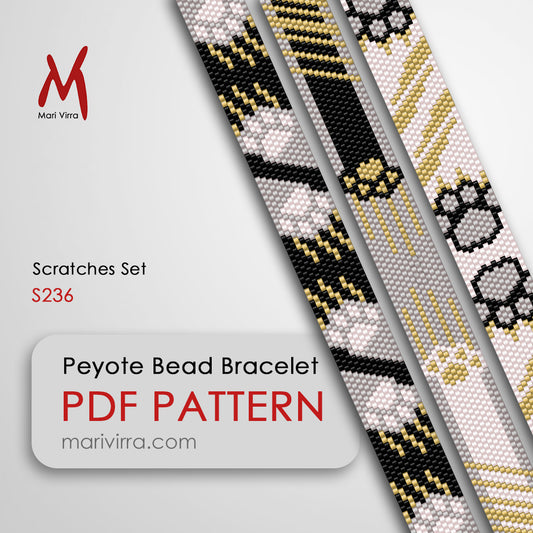 Scratches Set of Three Peyote Digital Bead Patterns