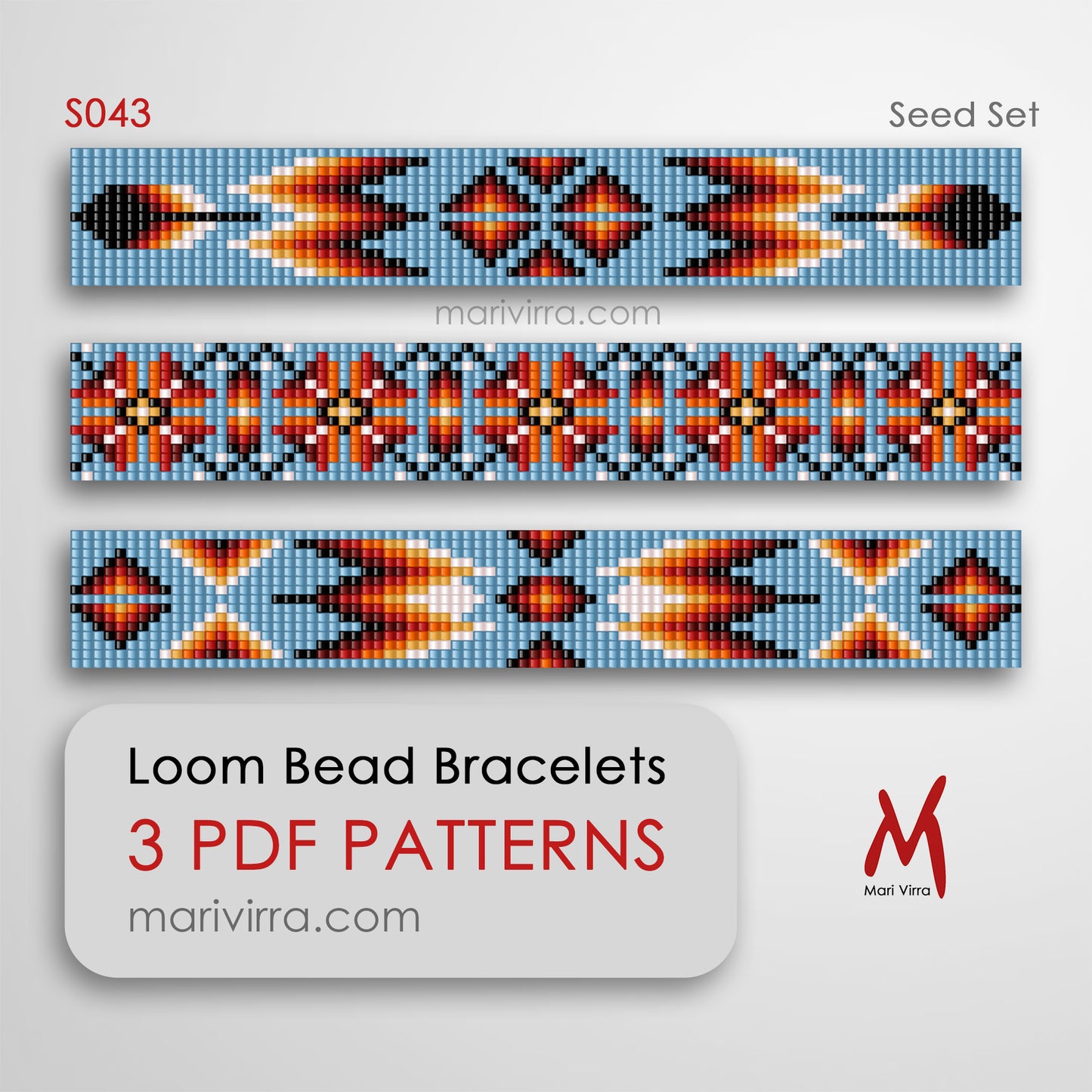 Seed Set of Three Loom Digital Bead Patterns