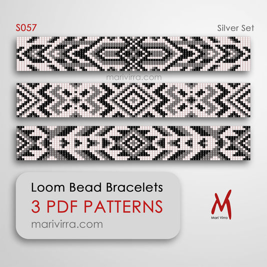 Silver Set of Three Loom Digital Bead Patterns
