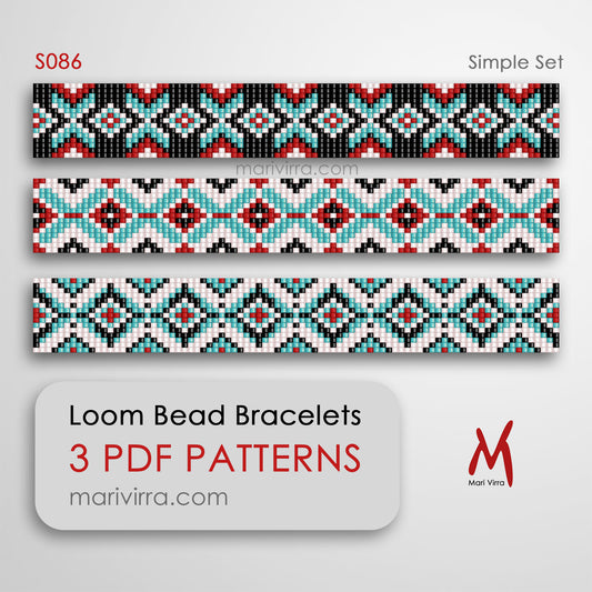 Simple Set of Three Loom Digital Bead Patterns