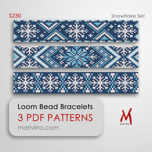 Snowflake Set of Three Loom Digital Bead Patterns