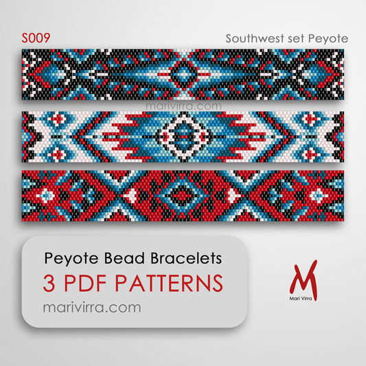 Southwest Set of Three Peyote Digital Bead Patterns
