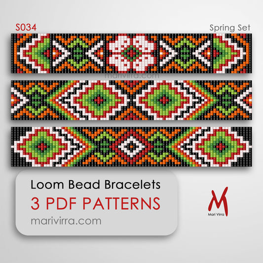 Spring Set of Three Loom Digital Bead Patterns
