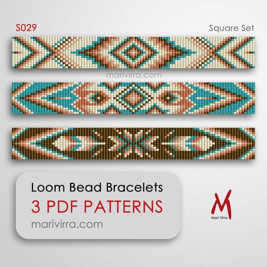 Square Set of Three Loom Digital Bead Patterns