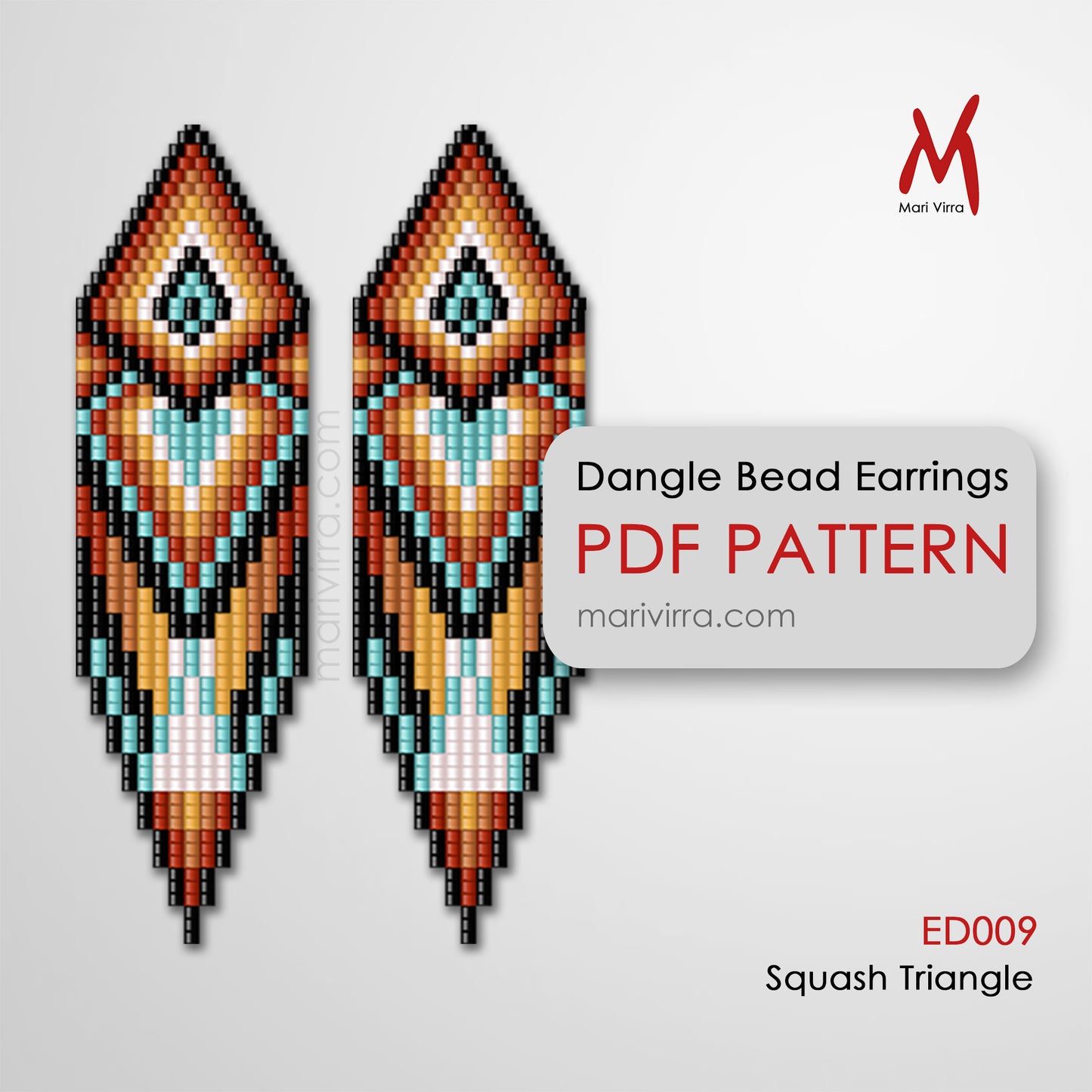 Squash Triangle Dangle Earrings Digital Bead Pattern