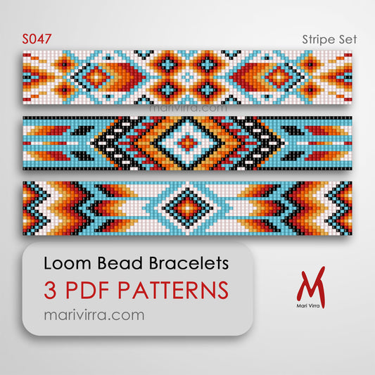 Stripe Set of Three Loom Digital Bead Patterns