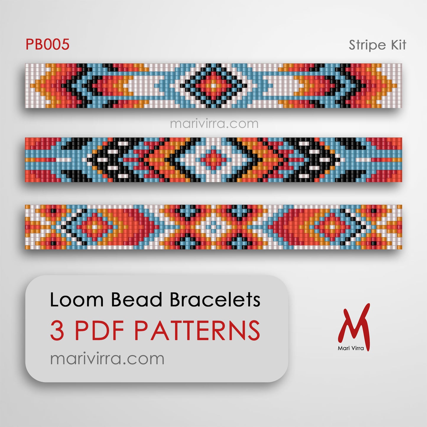 Stripe Preciosa Set of Three Loom Digital Bead Patterns