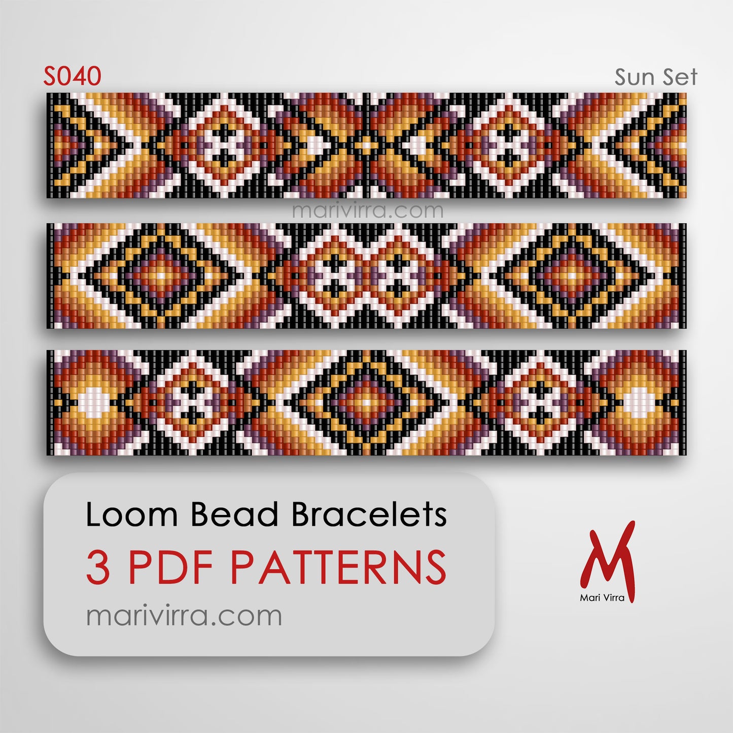 Sun Set of Three Loom Digital Bead Patterns
