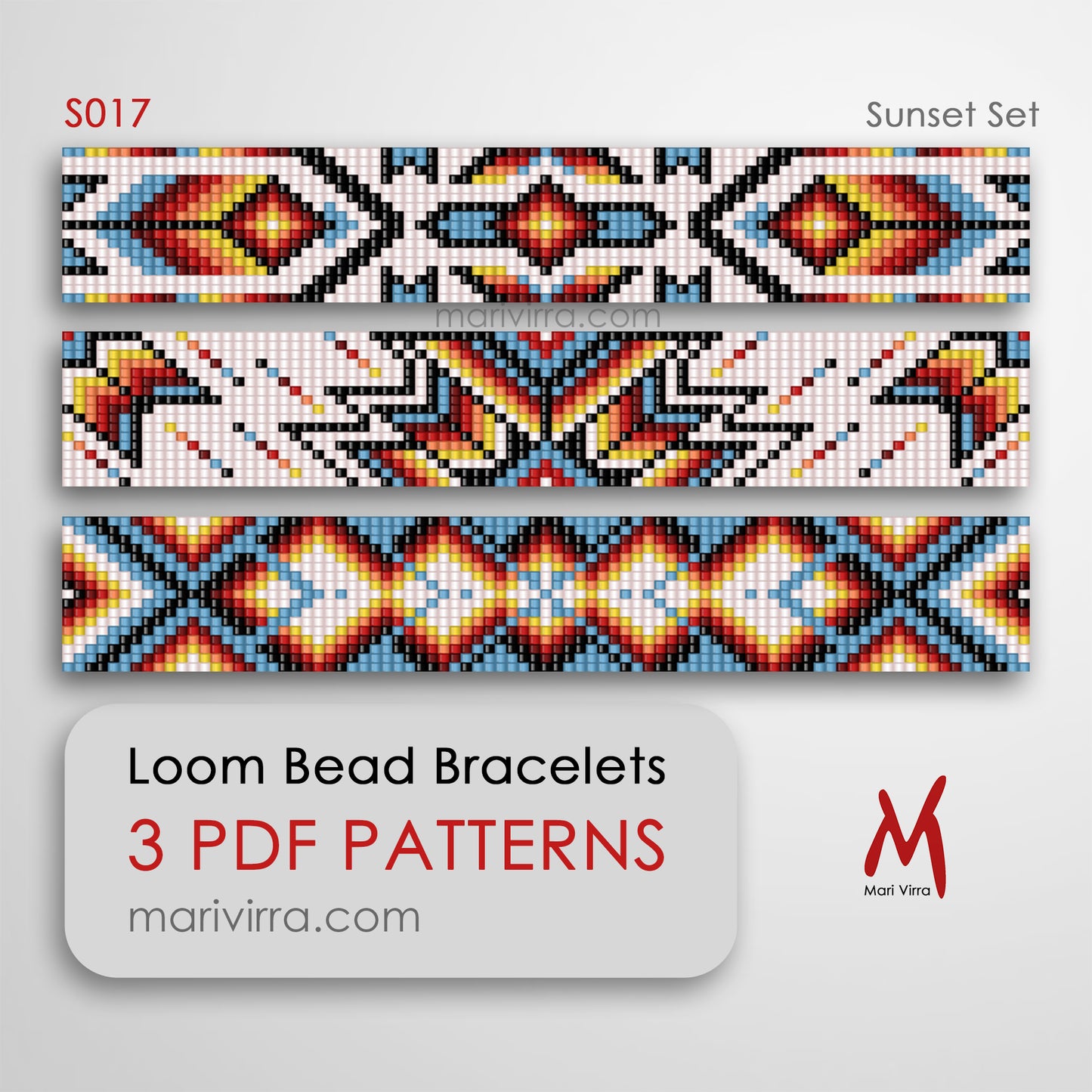 Sunset Set of Three Loom Digital Bead Patterns