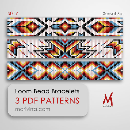 Sunset Set of Three Loom Digital Bead Patterns
