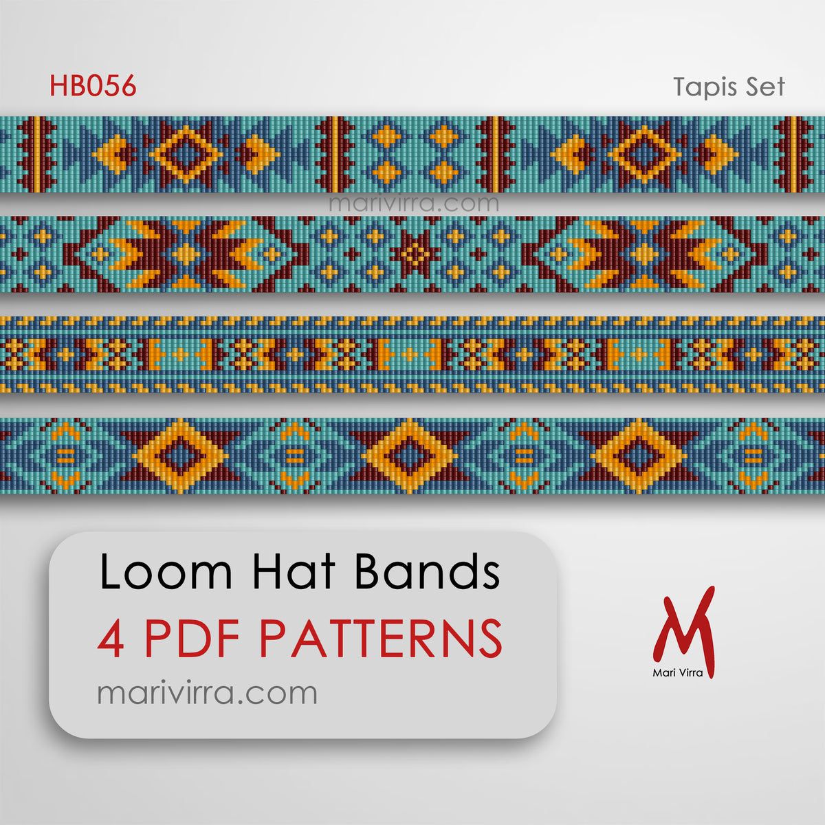 Tapis Set Hat Band Set of Four Loom Digital Bead Patterns