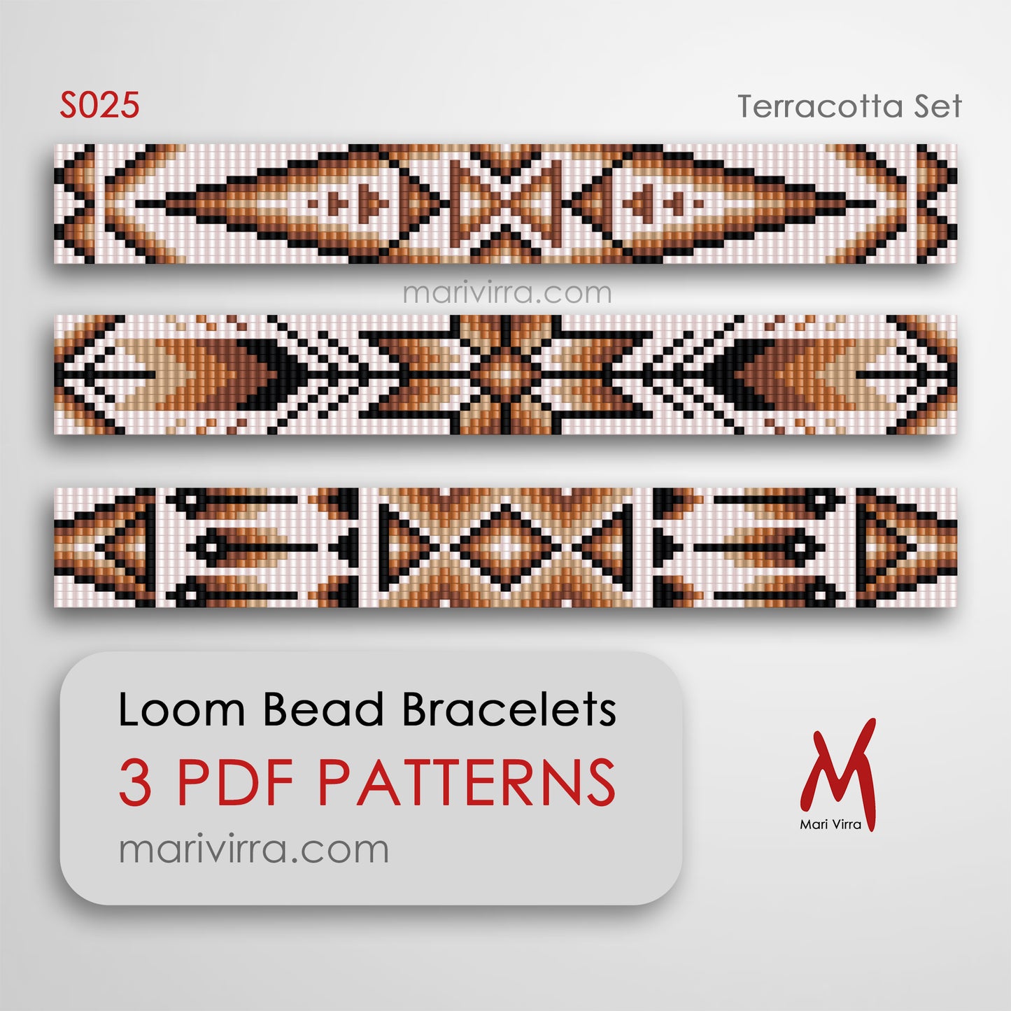 Terracotta Set of Three Loom Digital Bead Patterns