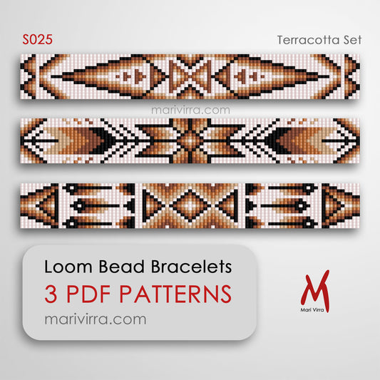 Terracotta Set of Three Loom Digital Bead Patterns