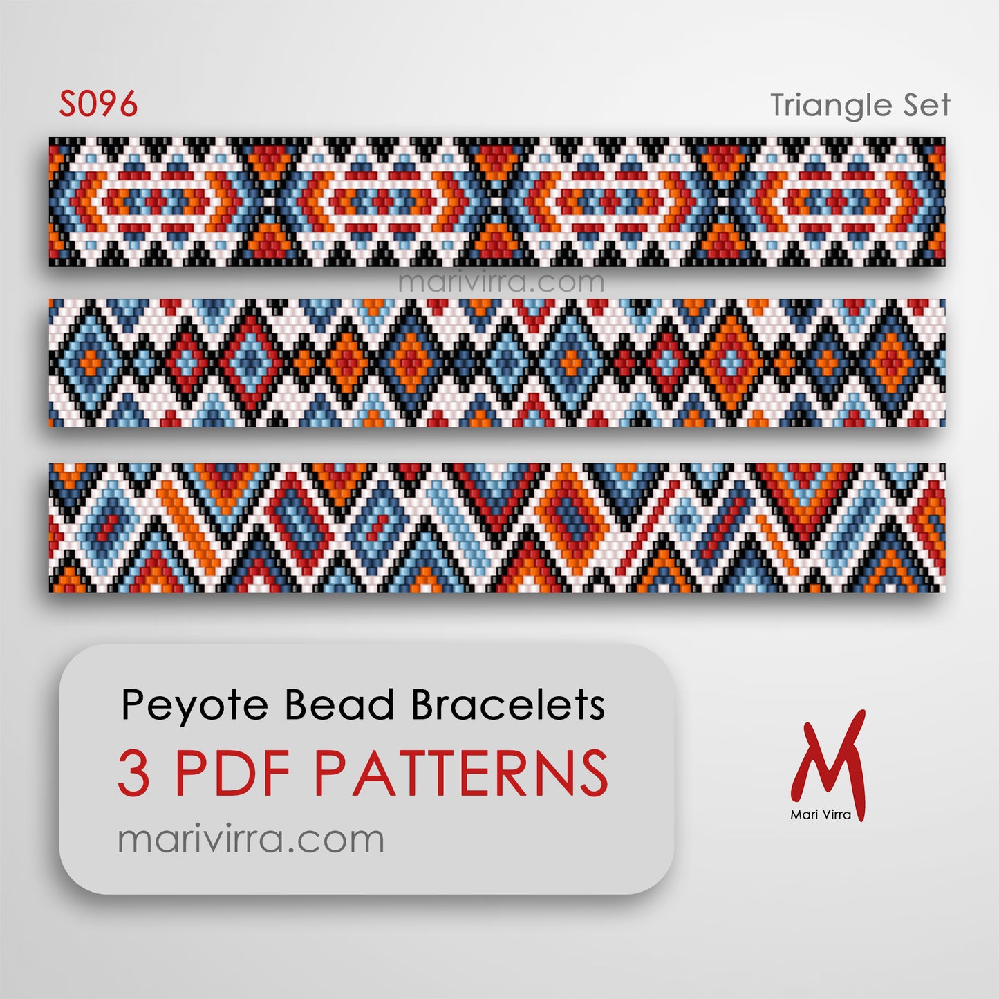 Triangle Set of Three Peyote Digital Bead Patterns