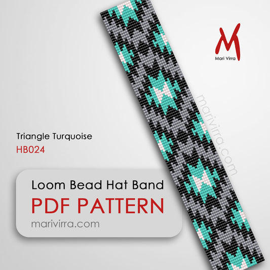 Triangle Turquoise Bracelet & Hat Band Loom Digital Bead Pattern