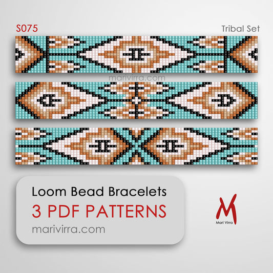 Tribal Set of Three Loom Digital Bead Patterns