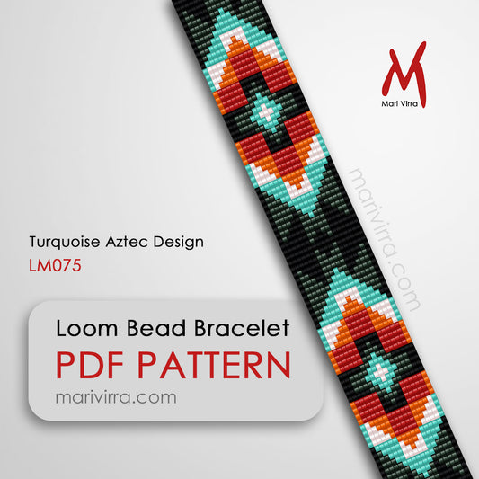 Turquoise Aztec Design Loom Digital Bead Pattern