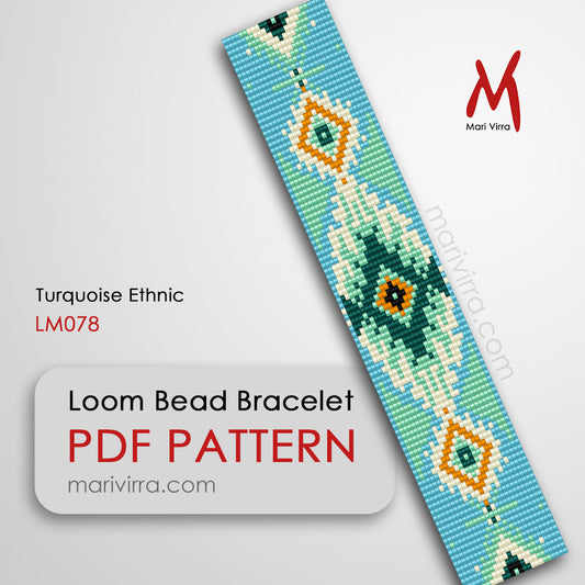 Turquoise Ethnic Loom Digital Bead Pattern