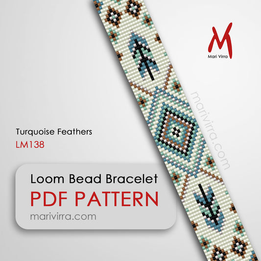 Turquoise Feathers Loom Digital Bead Pattern