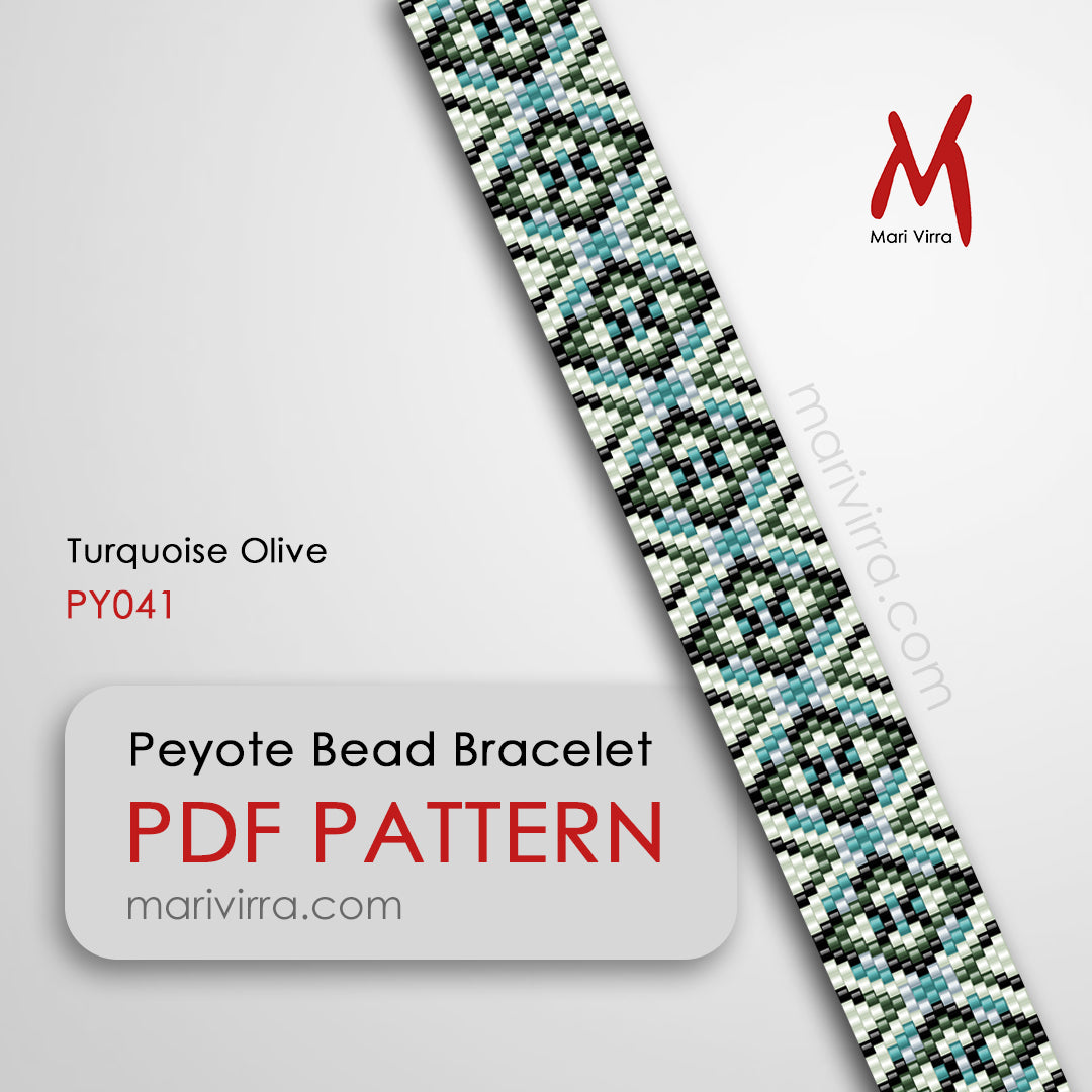Turquoise Olive Peyote Digital Bead Pattern