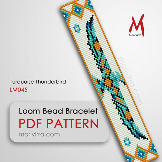 Turquoise Thunderbird Bracelet Loom Digital Bead Pattern
