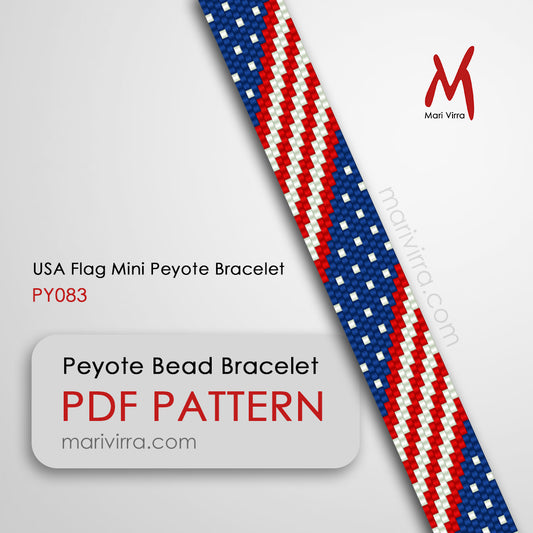 USA Flag Mini Peyote Digital Bead Bracelet Pattern