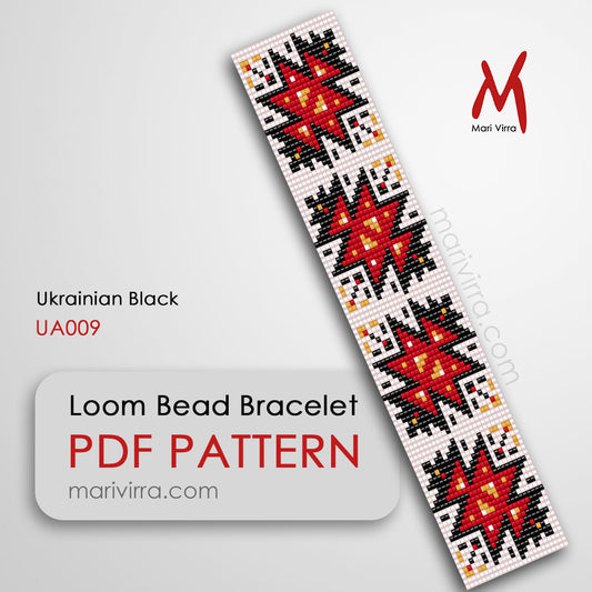 Ukrainian Black Loom Digital Bead Pattern
