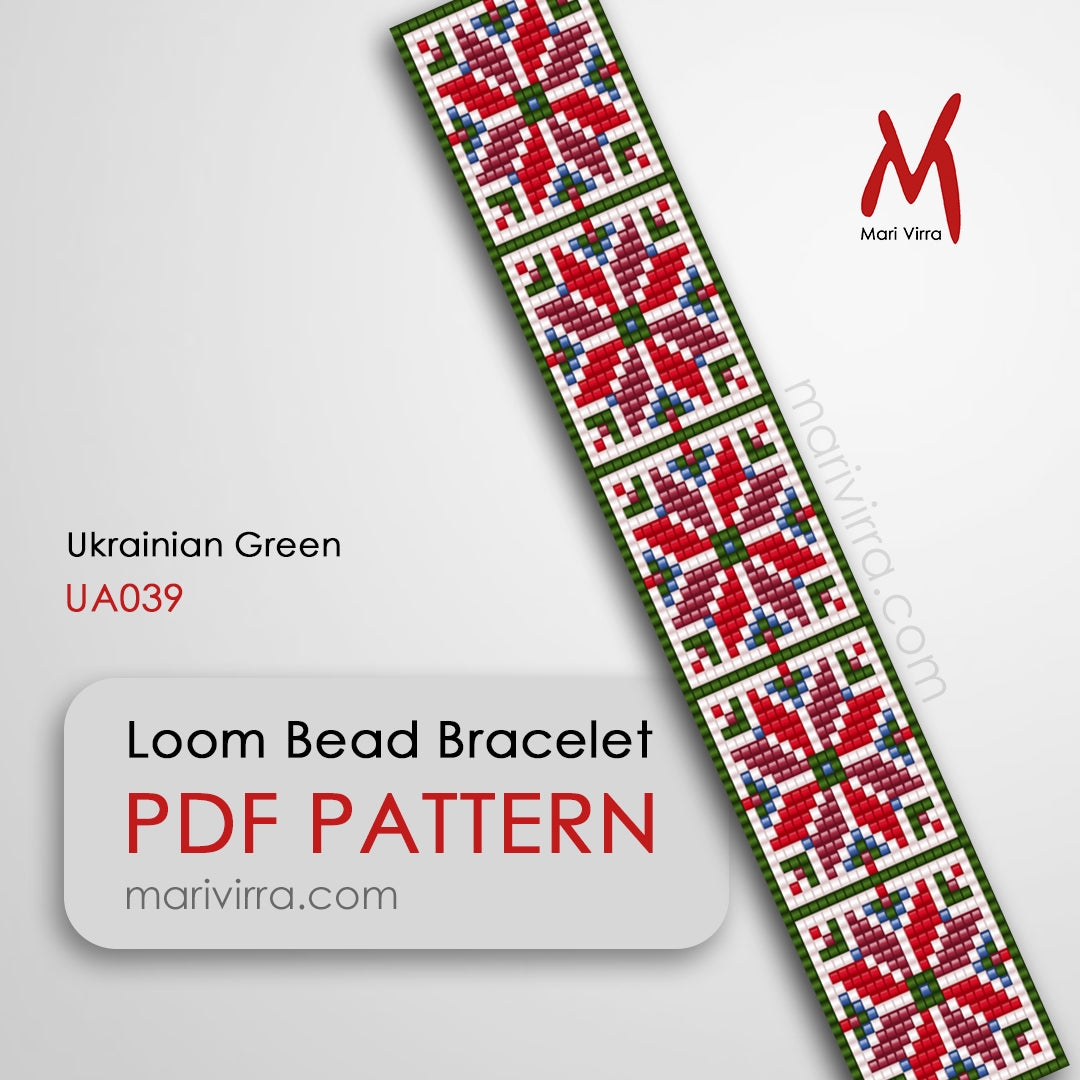 Ukrainian Green Loom Digital Bead Pattern