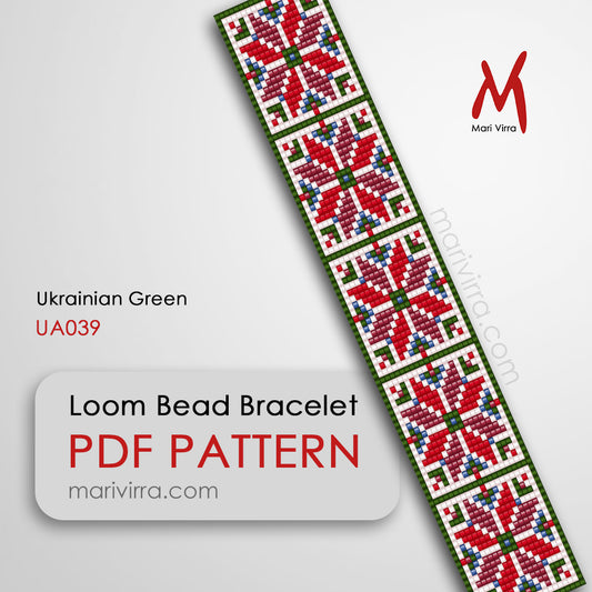 Ukrainian Green Loom Digital Bead Pattern