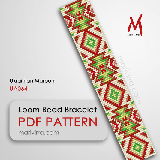Ukrainian Maroon Loom Digital Bead Pattern