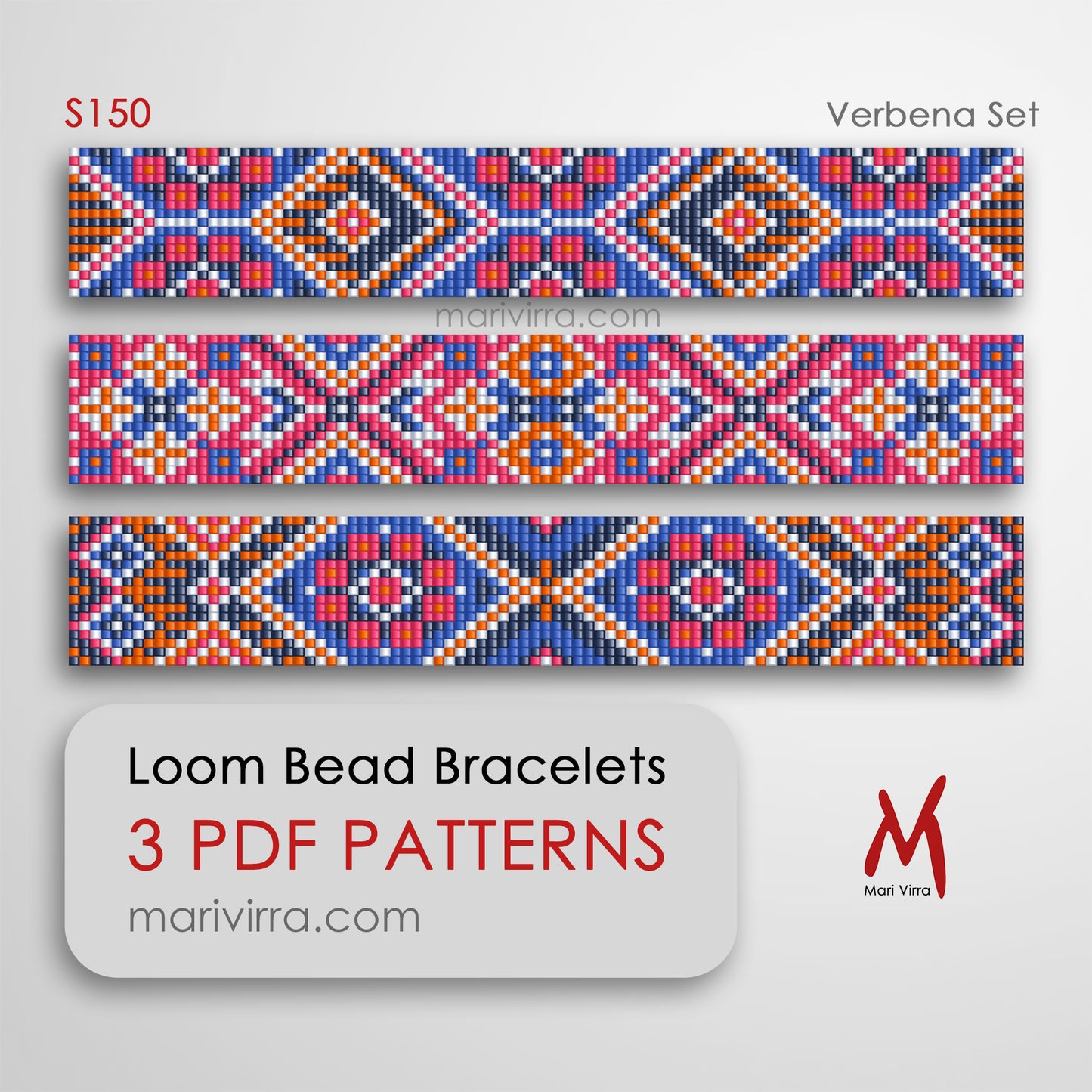 Verbena Set of Three Loom Digital Bead Patterns