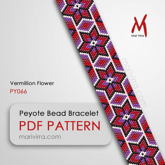 Vermillion Flower Peyote Digital Bead Pattern